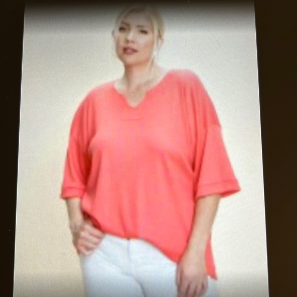 Cotton Bleu coral top
